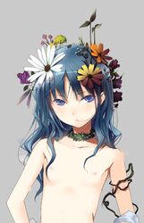 blue_hair erika_kurumi flat_chest flower fuyuno_haruaki hair_flower hair_ornament heartcatch_precure! heartcatch_pretty_cure! kurumi_erika precure pretty_cure topless