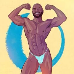 abs african african_male biceps bulge dark-skinned_male dark_skin flexing instagram_model kevin_carnell male male_only melanin muscles muscular muscular_male pecs posing real_person studsketch thong