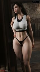 1girls 3d 3d_(artwork) blender_(software) final_fantasy final_fantasy_vii final_fantasy_vii_remake long_hair patreon_username red_eyes red_lj square_enix tanga thighs thong tifa_lockhart