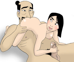 disney disney_princess fa_mulan fa_zhou father father_and_daughter female handjob human incest male mulan penis straight unseen_male_face white_background y-s