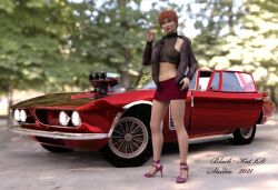 black-kat-3d-studio breasts car female solo