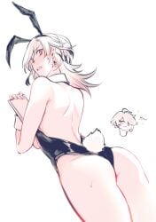 alhaitham_(genshin_impact) ass ass_focus bubble_butt bunny_boy bunny_costume bunny_ears bunny_tail bunnysuit butt_focus crossdressing crossdressing_male exposed_back femboy from_below gay genshin_impact kaveh_(genshin_impact) male_focus red_eyes thick_thighs thighs twink yaoi