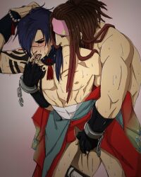 2boys artist_request dramatical_murder koujaku long_hair mink_(dramatical_murder)