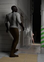 3d dark-skinned_male dead_or_alive dead_or_alive_xtreme_venus_vacation exhibitionism lock_on nanami_(doa) night nude nude_female passer-by peeking_out peeping target_acquired wlfkty