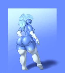 1girls 2d anus blue_eyes blue_hair blue_skin cartoon_network cyclops gem_(species) gloves herak huge_ass long_hair naked naked_female pussy sapphire_(steven_universe) shortstack small_breasts smaller_female smile socks solo_female steven_universe thick_legs thick_lips thick_thighs threesome