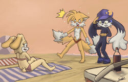 2:3_ratio anthro beach braless canine clothing cream_the_rabbit crossover day erection female fox fur interspecies klonoa klonoa_(series) male mammal multiple_males outdoors paheal penis rabbit sambot sitting sonic_(series) standing tails topless topless_anthro topless_female unknown_species