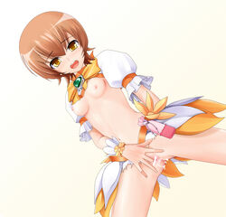 1girls censored clothed_masturbation clothing cure_sunshine eto_(artist) heartcatch_pretty_cure! magical_girl masturbation myoudouin_itsuki pretty_cure skirt small_breasts tagme