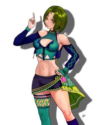 1girls arm_sleeves asymmetrical_clothes asymmetrical_legwear brown_eyes clothed clothed_female clothing colombian d3kimi ear_piercing earrings female female_focus female_only fingerless_arm_sleeves fingerless_gloves freckles green_hair green_nails hand_on_hip hispanic hispanic_virtual_youtuber indie_virtual_youtuber latam_virtual_youtuber light-skinned_female light_skin looking_at_viewer medium_breasts monochrome_background pointing_up ryumi ryumivt short_hair smile smiling twitch twitch.tv virtual_youtuber vtuber white_background yellow_eyes youtube youtube_hispanic