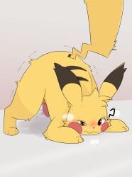 absurd_res ass_up blush feral fur generation_1_pokemon genitals hi_res jack-o'_pose male nintendo penis pikachu pokemon pokemon_(species) pokephilia pose question_mark red_eyes sleazychuad solo tapering_penis yellow_body yellow_fur