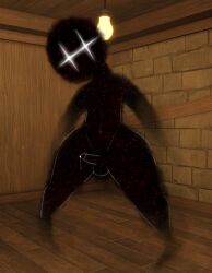 1boy 2d balls doors_(roblox) dripping_cum entity erection femboy first_porn_of_character glowing_eyes looking_at_viewer lookman_(doors) male_only penis roblox roblox_game self_upload solo thick_thighs thighs turbrew