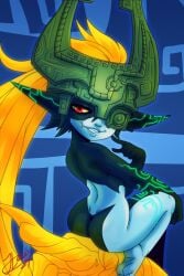 1girls 2024 ass female female_only helmet hi_res imp imp_midna long_hair looking_at_viewer midna nintendo pointy_ears red_eyes shortstack smiling smiling_at_viewer solo teeth_showing thatweirdguyjosh the_legend_of_zelda twilight_princess yellow_hair