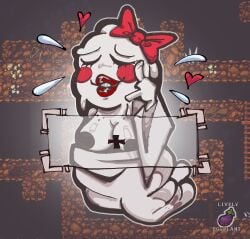 background big_breasts boobs bow breasts camera camera_flash chubby digital_drawing_(artwork) digital_media_(artwork) ghost ghost_girl lips lipstick livelyeggplant long_sleeves original_artwork red_bow red_lipstick spelunky tagme