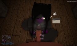 3d aelita_(deepwoken) black_hair black_skin blush cat_ears deepwoken felinor_(deepwoken) gheps heart-shaped_pupils roblox roblox_game robloxian smug smug_face source_request tagme text tongue_out