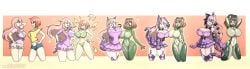 animal_hands animal_legs anthro ass_expansion breast_expansion catgirl cheshire_cat_(monster_girl_encyclopedia) female frog_girl hair_color_change hair_growth human_to_anthro large_ass large_breasts monster_girl monster_girl_encyclopedia mucus_toad_(monster_girl_encyclopedia) navel species_transformation thegxjudgement thigh_expansion transformation transformation_sequence wide_hips