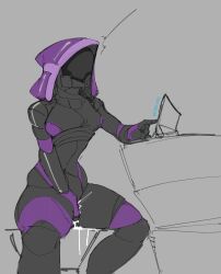 1girls breasts clothed clothing cum dare_to_exist mass_effect masturbation quarian sketch small_breasts solo tali'zorah_nar_rayya thick_thighs