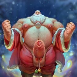 balls bara bells big_balls big_penis boner christmas erection gay hairy male male_only muscles muscular overweight penis penis_out precum santa_claus solo solo_male zoroj