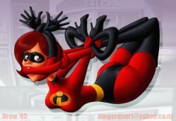 1girls 2005 bondage defeated defeated_heroine disney drew_gardner elastic elastic_body elastigirl female female_only gag gagged helen_parr looking_at_viwer milf pixar smooth_skin solo stretch stretching stretchy superheroine the_incredibles tied_up