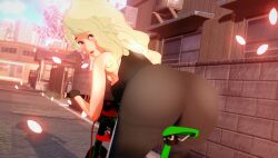 1girls 3d ass ass_focus bicycle clothing diana_cavendish female human little_witch_academia loluncc pale_skin public tagme vehicle