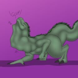 1:1 ambiguous_gender azathura bulge closed_eyes feral hi_res jess_(azathura) long_neck monster neck_bulge oral_vore scalie size_difference soft_vore swallowing vore