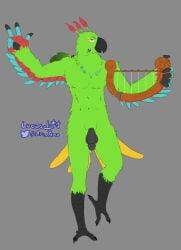 anthro avian bard bird genitals model_sheet nude parrot penis ron