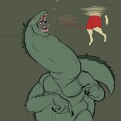 1:1 ambiguous_gender anthro asphyxiation azathura bulge death drowning group hi_res human jess_(azathura) long_neck looking_down mammal monster neck_bulge open_mouth oral_vore scalie size_difference soft_vore swimming teeth tongue underwater vore water