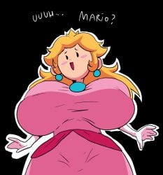 breasts dress fully_clothed harorlood huge_breasts male_pov mario_(series) pov princess_peach super_mario_bros. super_mario_bros._(nes) tagme