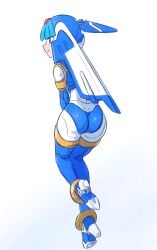 1girls ass back_view capcom clothed fairy_leviathan helmet highleg_panties liveactors mega_man mega_man_zero robot_girl rockman rockman_zero solo_female thighhighs