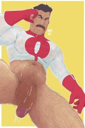 1boy balls bara bara_tiddies bara_tits big_balls big_pecs big_penis body_hair bottomless dilf facial_hair flaccid flaccid_penis gay gloves hairy hairy_male hairy_stomach hairy_thighs hanging_penis human human_only invincible invincible_(comics) long_sleeve_shirt male male_focus male_only manly mature mature_male minkoni2 moustache muscles muscular muscular_male mustache nipples nipples_bulge nolan_grayson omni-man pecs pectoral_bulge penis pubic_hair red_gloves shirt silver_fox solo solo_focus solo_male spread_legs sweat sweatdrop sweating sweaty sweaty_penis thick_penis tight_clothing tight_shirt tight_topwear topwear veiny_penis wet_clothing wet_shirt white_shirt yellow_background