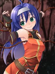 1girls armpits bondage breast_grab breasts crying crying_with_eyes_open female female_only femsub fingerless_gloves fire_emblem fire_emblem:_path_of_radiance fire_emblem:_radiant_dawn gloves green_eyes groping headband long_hair mia_(fire_emblem) midorinor molestation nintendo nipple_tweak purple_hair rape restrained small_breasts solo tentacle tentacle_rape upper_body