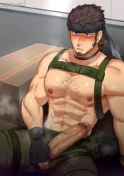 bara big_penis boner erection gay kakenari konami male male_only metal_gear metal_gear_solid muscles muscular musk penis penis_out penis_through_fly solid_snake solo solo_male