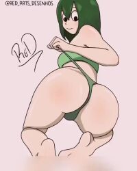 1girls 2d animated ass ass_focus ass_shake ass_up bangs big_ass bikini black_eyes bra butt butt_focus butt_shake female female_focus female_only fringe green_bra green_hair green_panties large_ass long_hair looking_at_ass looking_at_butt looking_back lowres my_hero_academia no_sound panties panties_aside pulling_panties pulling_panties_aside red_arts short_playtime solo_female solo_focus tagme thick_ass thick_thighs tsuyu_asui video voluptuous white_body white_skin