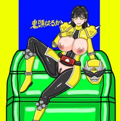 alluring avataro_sentai_donbrothers breasts breasts_out formal haruka_kito kito_haruka lorcat lorcat_(artist) oni_sister pubic_hair pussy suit super_sentai yellow_eyes