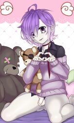 diabolik_lovers femboy gay greedmasterh looking_at_viewer male_only purple_hair sakamaki_kanato small_penis solo tagme