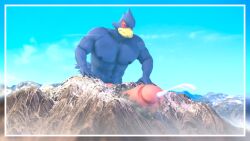 avian big_penis cum cumming debris destruction falco_lombardi giant hyper hyper_penis macro mountain muscle muscles not_person420 penis person-420 star_fox strong