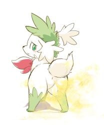 3sthrees ambiguous_gender anus canid fart fart_fetish feral hair land_forme_shaymin legendary_pokemon looking_at_viewer mammal nintendo pokémon_(species) pokemon pokemon_(species) shaymin simple_background solo video_games