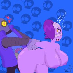 2d anal_sex big_breasts brawl_stars breasts dereck_crown emz_(brawl_stars) purple-skinned_female purple_skin supercell