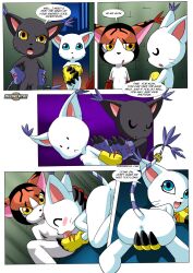 1boy 2girls anus ass bbmbbf blackgatomon blowjob breasts comic comic_page digihentai digimon female gatomon gatomon_in_heat male male/female mikemon oral oral_sex palcomix penis pussy sex small_breasts