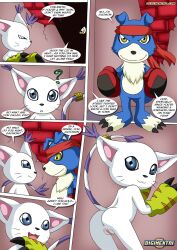 1boy 1girls anus ass bbmbbf comic comic_page digihentai digimon female furry furry_only gaomon gatomon gatomon_in_heat_2 male palcomix presenting pussy