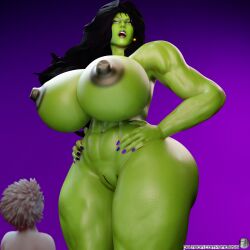 1boy 1girls 3d 3d_(artwork) abs amazon big_breasts blender_(software) breasts breasts_bigger_than_head celebrity endlessillusion female giantess green-skinned_female green_body green_skin huge_breasts hulk_(series) large_ass large_breasts larger_female light-skinned_male male marvel massive_ass massive_breasts massive_butt massive_thighs muscular muscular_female nipples nude nude_female she-hulk size_difference smaller_male straight unseen_male_face