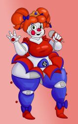 2d 3_fingers animatronic baby_(fnafsl) botfuckersproject_bfp bow bow_in_hair circus_baby circus_baby_(fnaf) circus_queen clown clown_girl crown fan female female_only five_nights_at_freddy's five_nights_at_freddy's:_sister_location fnaf green_eyes huge_thighs looking_at_viewer microphone pins queen red_hair ribbon ribbon_in_hair ribbons robot robot_girl royalty sausagesspicy sausagesspicy_(artist) scottgames sister_location skirt smiling smiling_at_viewer stockings thick thick_thighs three_fingers waving waving_at_viewer waving_hand