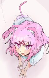 all_fours ass ass_up blush blushing_at_viewer butt_in_air cat_ears cat_tail catgirl crawling doki_doki_literature_club feline_humanoid female female_focus female_only fingernails furrowed_brow furry hair_ribbon kentylevel nail_polish natsuki_(doki_doki_literature_club) on_hands_and_knees open_mouth panties pink_eyes pink_hair pink_nail_polish pink_nails pink_panties seduction seductive seductive_gaze seductive_look seductive_pose shirt small_ass small_breasts small_waist striped_panties white_shirt