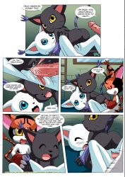 1boy 2girls anus ass bbmbbf blackgatomon comic comic_page digihentai digimon female gatomon gatomon_in_heat male male/female mikemon palcomix penis pussy sex vaginal_penetration vaginal_penetration vaginal_sex