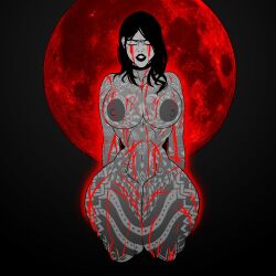 areola areolae ass big_areola big_areolae big_ass big_breasts blood blood_moon breasts closed_eyes digital_drawing_(artwork) digital_media_(artwork) female hands_behind_back huge_areola huge_areolae huge_ass huge_breasts moon nipples rashchaos signature solo_focus tattoo thick_ass thick_thighs