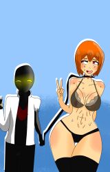 collar devil_trigger donky69 kenwey_sparda mascara orange_hair red_eyes regina_arms_(devil_trigger)