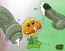 big_penis cum cumshot drinking female flower gigaboy green_penis penis petals plants_vs_zombies pvz sunflower sunflower_(pvz) tagme zombie