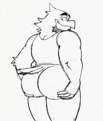 andres_(elfein) animated ass_play beard big_ass big_butt bird bottomless bubble_ass bubble_butt dat_ass elfein furry gif not_colored round_ass round_butt tagme tail tank_top