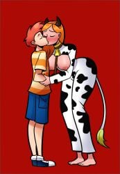 big_sister blush breasts_out brother_and_sister candace_flynn cow_print female incest kissing little_brother littlewitchnsfw older_sister orange_hair phineas_and_ferb phineas_flynn red_hair younger_brother