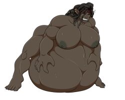 belly big_belly big_breasts breasts dark-skinned_female dark_skin female huge_belly huge_breasts hyper_pregnancy musclegut muscular muscular_female nipples orc orc_female pregnant riddleaugust solo