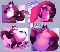 2boys bulge cell_tail digestion jockstrap male male_only male_pred male_weight_gain oppossum opposum plummy post-vore skull tail_bulge tail_maw tail_vore vore vore_bulge weight_gain