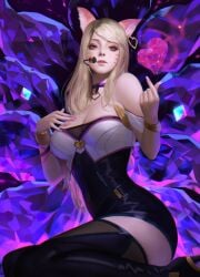 1girls ahri female female_focus female_only k/da_ahri k/da_series league_of_legends syleeart